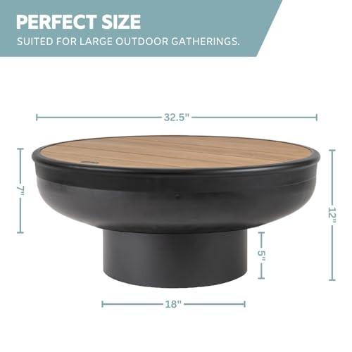 DENKOE  Round Fire Pit Table with Fire Pit Grill, Extra Thick, Heavy Duty Fire Bowl, Deep Outdoor Firepit, Wood Burning Firepits for Outside Pa