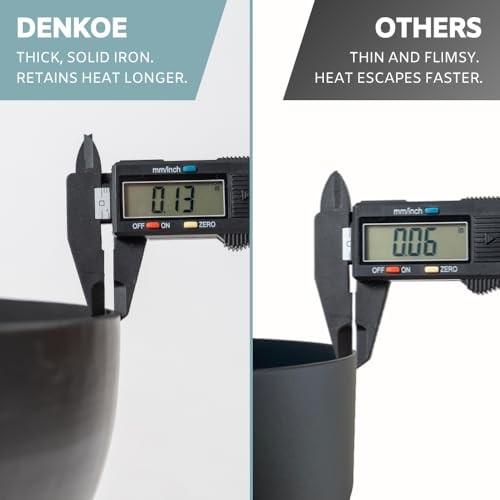 DENKOE  Round Fire Pit Table with Fire Pit Grill, Extra Thick, Heavy Duty Fire Bowl, Deep Outdoor Firepit, Wood Burning Firepits for Outside Pa