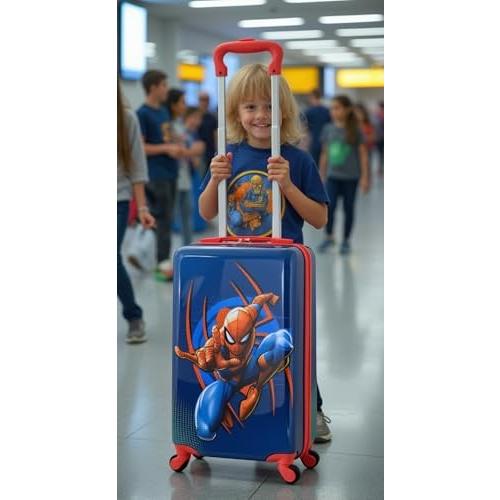 Fast Forward Marvel Spiderman 20  Hardshell Luggage - Cute & Durable Hard-side Suitcase for Travel with Spinner Wheels 20 X12 X8