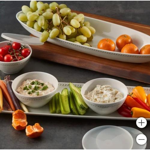 Pandex, 5-Pc Beaded Melamine I/O Serveware Bowl Platter Set