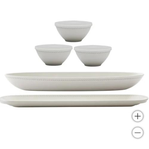 Pandex, 5-Pc Beaded Melamine I/O Serveware Bowl Platter Set