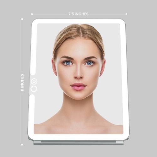 LUNA London Eclipse Travel Mirror | LED Lighted Rechargeable Vanity Makeup Mirror in Grey | Size: 1 Pack