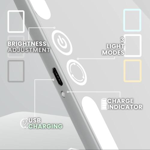 LUNA London Eclipse Travel Mirror | LED Lighted Rechargeable Vanity Makeup Mirror in Grey | Size: 1 Pack