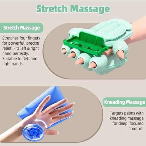 Ealken Hand Massager with Heat and Compression, 6 Holes Finger Stretching Hand Massager for Arthritis and Carpal Tunnel, 6 Levels Pressure Therapy wit