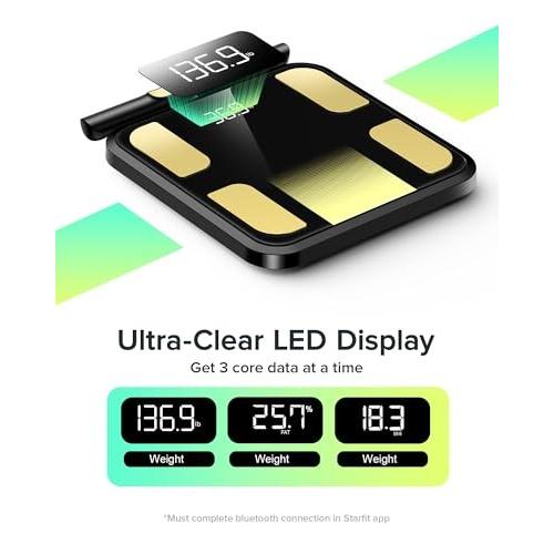 RunStar Smart Scale for Body Weight, Full-Body Bathroom Scale with 8 Electrodes for BMI, Muscle Mass, 3-Metric Display, High-Accuracy Body Composition