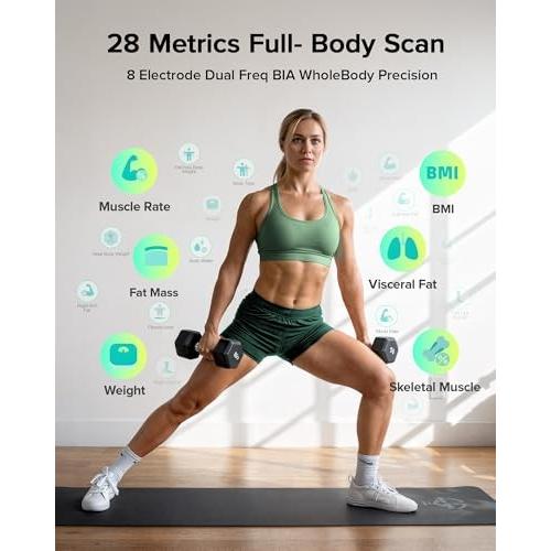 RunStar Smart Scale for Body Weight, Full-Body Bathroom Scale with 8 Electrodes for BMI, Muscle Mass, 3-Metric Display, High-Accuracy Body Composition