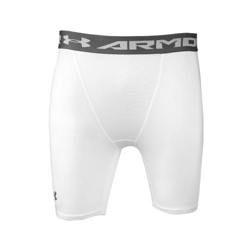 Under Armour Men S HeatGear Armour Compression Shorts – Mid  White (100)/Graphite  Small