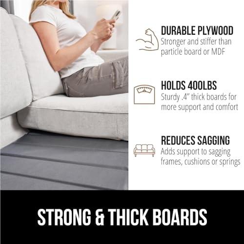 GORILLA GRIP Heavy Duty Couch Cushion Support Board to Fix Sagging Sofas, 24 X 96 Wide Oversized Sofa, Plywood Boards Add Strong Seat Supports, Stay i
