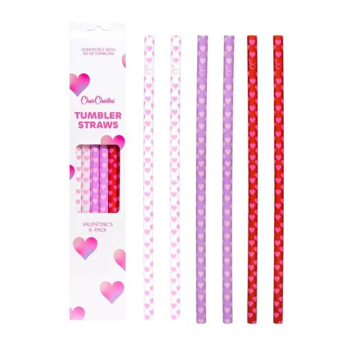 CharCharms 6pk 40oz Valentines Water Bottle Straws
