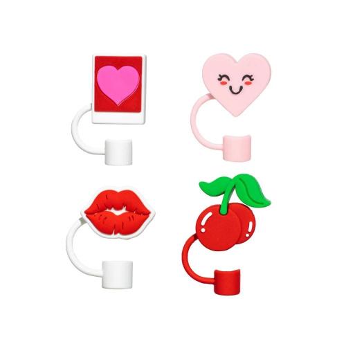 CharCharms 4pk Valentines Kiss Straw Toppers