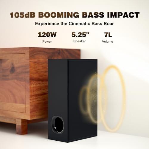 Nylavee Sound Bar - 2.1ch Dolby Audio Soundbar with Subwoofer, 240W High Volume, Wall Mountable 30-inch Bluetooth Sound Bar with HDMI ARC, Optical, an