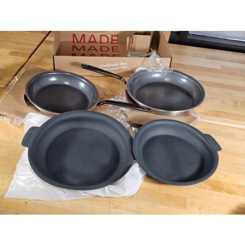MADE in - Cookware 2pc CeramiClad Non-Stick Frying Pan Set 10 & 12 Nickel