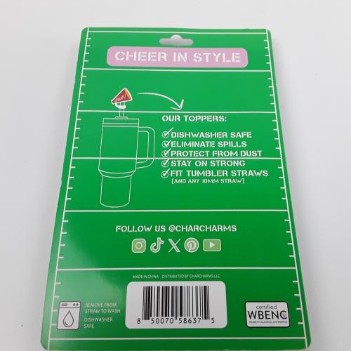 CharCharms 4-Pack Straw Toppers Game Day Theme Set Dishwasher Safe