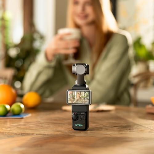 Xtra Muse, Vlogging Camera with 1' CMOS & 4K/120fps Videos, Pocket Camera with 3-Axis Gimbal Stabilizer, Fast Focusing, Face/Object Tracking, Digital