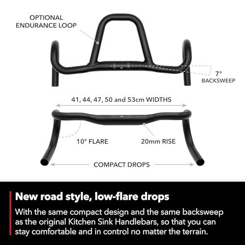 REDSHIFT Kitchen Sink Low Flare Handlebar Without Loop for Road, Gravel, Touring, and Commuter Bikes, Aluminum Drop Bar, 31.8mm Clamp, with 20mm of Ri