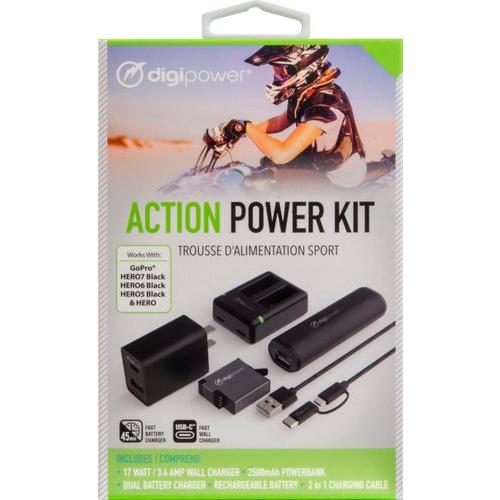 Digipower Action Power Kit for GoPro Hero8 Black  Hero7 Black  Hero6 Black  Hero5 Black & Hero