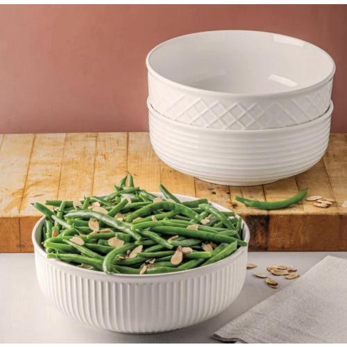 Trudeau, 3 Piece - Porcelain Serving White Bowl Set (missing 1)