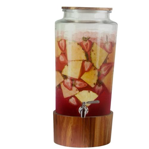 Studio TU, Glass Drink Dispenser with Acacia Wood Stand