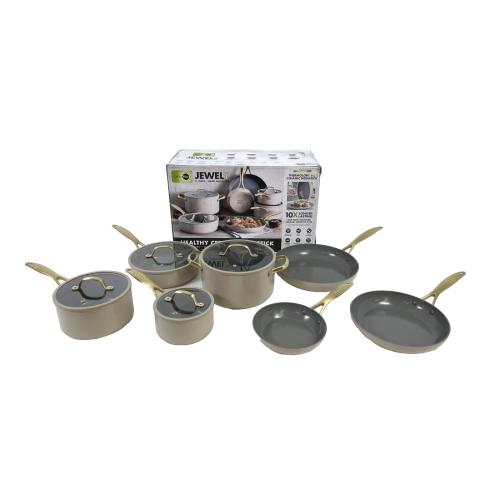GreenPan Jewel Pro 11-Piece Cookware Set Hard Anodized Nonstick Taupe - CLEAN