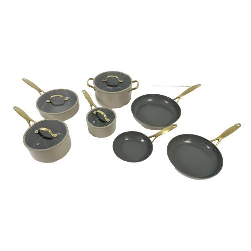 GreenPan Jewel Pro 11-Piece Cookware Set Hard Anodized Nonstick Taupe - CLEAN