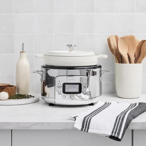 Stainless Steel 6-in-1 Digital Slow Cooker with Removable Cast Iron Pot 5 Quart❗MAY HAVE MISSING PIECES/NEEDS CLEANING❗