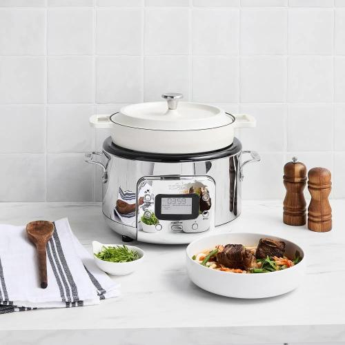 Stainless Steel 6-in-1 Digital Slow Cooker with Removable Cast Iron Pot 5 Quart❗MAY HAVE MISSING PIECES/NEEDS CLEANING❗