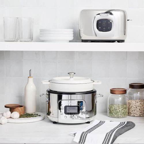 Stainless Steel 6-in-1 Digital Slow Cooker with Removable Cast Iron Pot 5 Quart❗MAY HAVE MISSING PIECES/NEEDS CLEANING❗