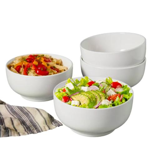 ?Denmark 4-piece White All Purpose Durable Vitrified Porcelain Bowls Ramen, Salad