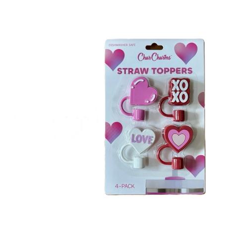 Stanley Valentine’s Day Kiss Straw Toppers - Chraw Charims 4 PACK for