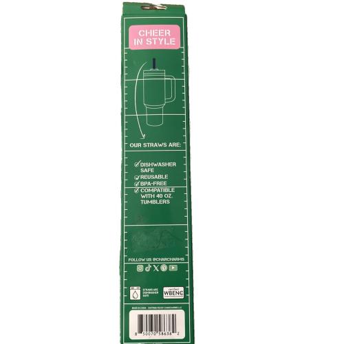 CharCharms 40oz Tailgate Football Tumbler Straws 6‑Pack Reusable New