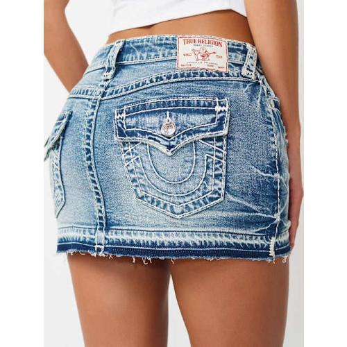 True Religion Women's Sadie Super T Flap Mini Skirt Size 24