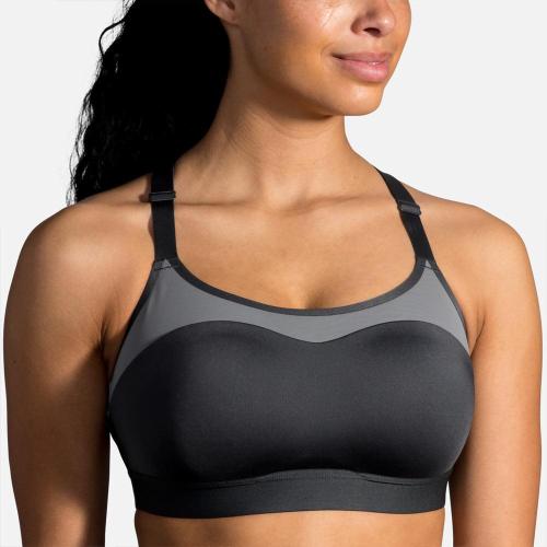 32C Grey Brooks Women's Dare Racerback DriLayer Wireless Sports Bra in Grey | Plus Size 32C | HerRoom.com