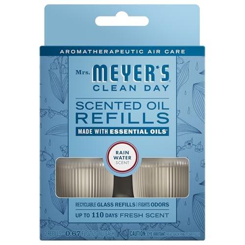 Mrs. Meyer's Clean Day Scented Oil Refills, Rain Water, White, Contains 2 .67 Fl Oz Refills