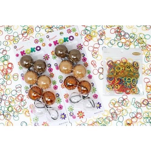 KOKO - Priemum 8 Pcs X-LARGE Bubble Ball Hair Ties. Elastics Ties 32mm Ball Bubble Ponytail Holders. Colorful Elastic Accessories for Baby Kids Childr