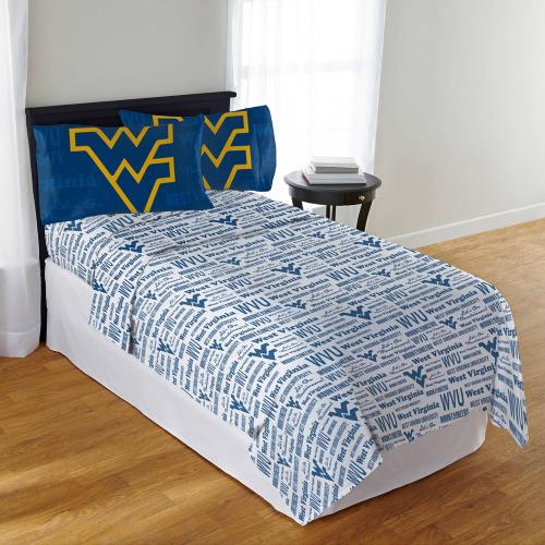Color Blue and Yellow NCAA West Virginia Mountaineers Anthem Sheet Set, 1 Each