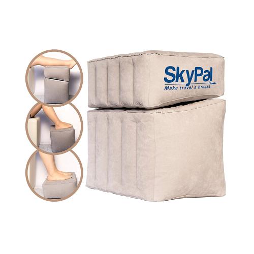 Flypal Inflatable Foot Rest for Travel, Home and Office and Blow-up Pillow Cushion for Kids to Sleep on Long Flights, 17x11x17, Grey