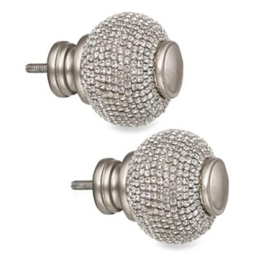 Cambria Premier Complete Twinkle Ball Finials in Brushed Nickel (Set of 2)