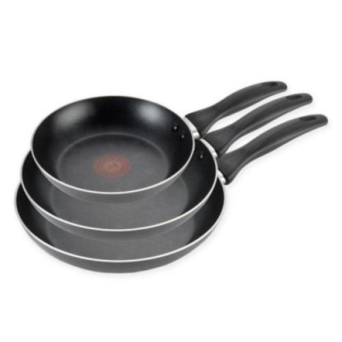 T-fal Pure Cook Nonstick Aluminum 3-Piece Fry Pan Set in Black