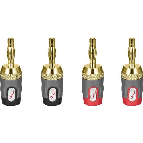 Rocketfish™ - 24k Gold Plated Toolless Speaker Banana Plugs (4 Pack) - Red/Black