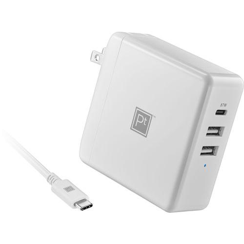 Platinum™ - 95W 8’ USB-C 3-Port Wall Charger with 87W USB-C Power Delivery for MacBook, iPad, iPhone, Chromebook or USB-C Laptops - White
