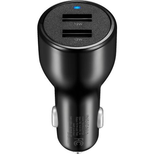 Insignia™ - 24W Dual USB Port Vehicle Charger - Black