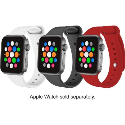 Modal™ - Silicone Watch Band for Apple Watch 42 Mm / 44 Mm and Apple Watch Series 7 45mm (3 Pack) - Candy Apple Red, Snow White and Stormy Gray 2 pack