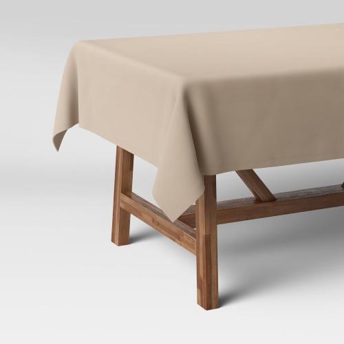 104 X 60 Solid Tablecloth Natural - Threshold™: Traditional Rectangle, Cotton & Recycled Polyester, Autumn Decor