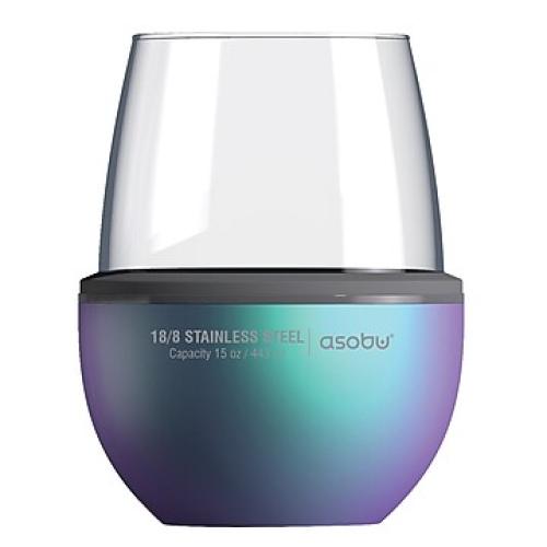 Asobu Stemless Wine Glass with Insulated Stainless Steel Sleeve Unicorn
