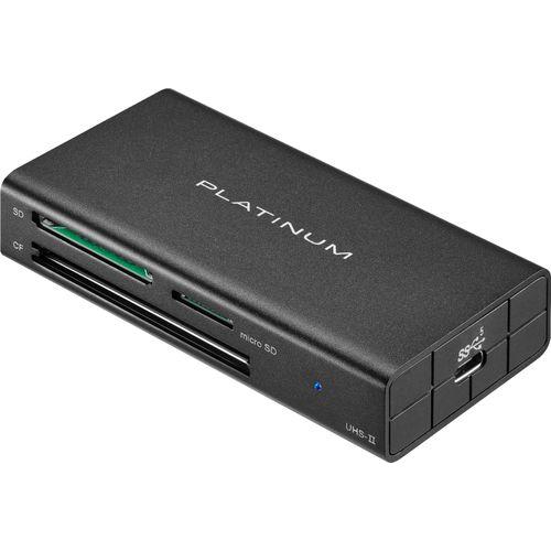 Platinum - USB 3.2 Gen 1 SD, MicroSD, CF 3 Slot Memory Card Reader - Black