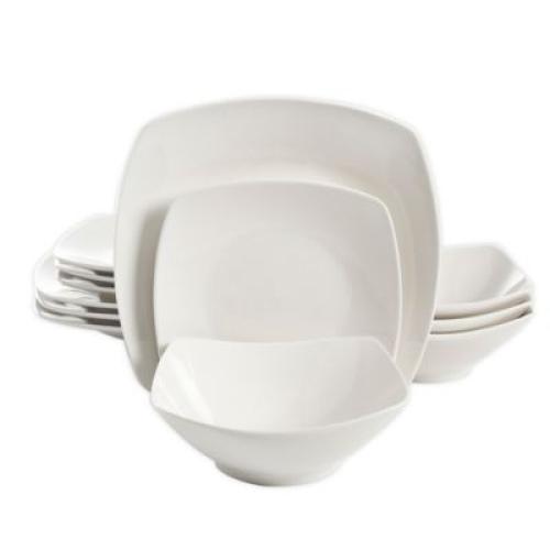Simply Essential Soft Square 12-Piece Dinnerware Set in White