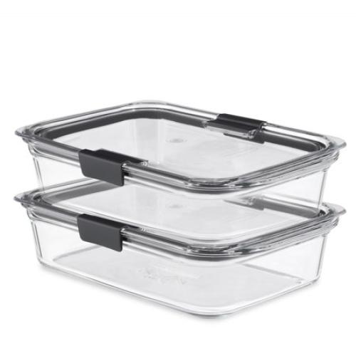 Rubbermaid Brilliance Glass Food Storage Containers  8-Cup Food Containers with Lids  2-Pack
