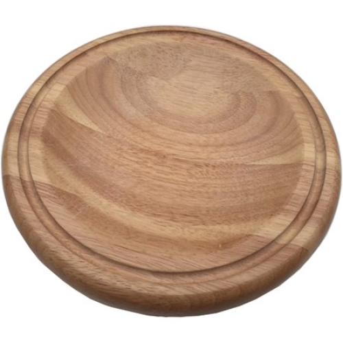 Checkered Chef Mezzaluna Cutting Board - Small Round Wooden Chopping Board for Mincing and Rocker Knives