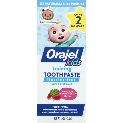 Orajel Kids CoComelon Training Toothpaste Fluoride-Free; #1 Pediatrician Recommended Fluoride-Free Toothpaste*  1.5oz Tube