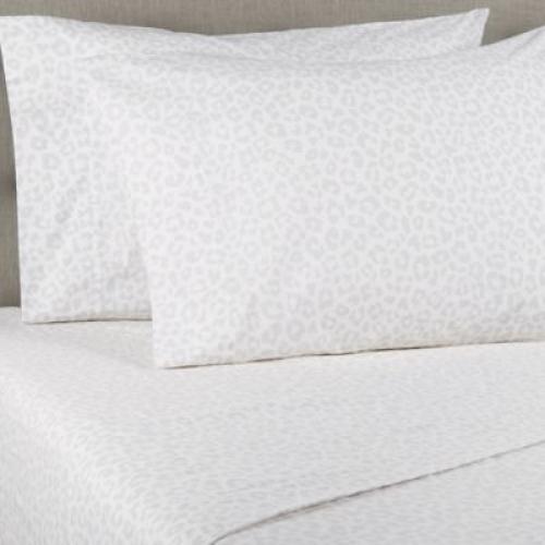 Wild Sage Brushed Cotton Percale 300-Thread-Count Standard/Queen Pillowcase in Grey Leopard